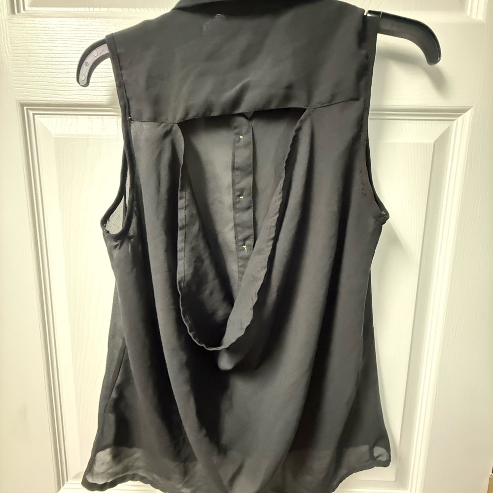 Charlotte Russe Black Sheer Button-Down Blouse - Picture 5 of 5